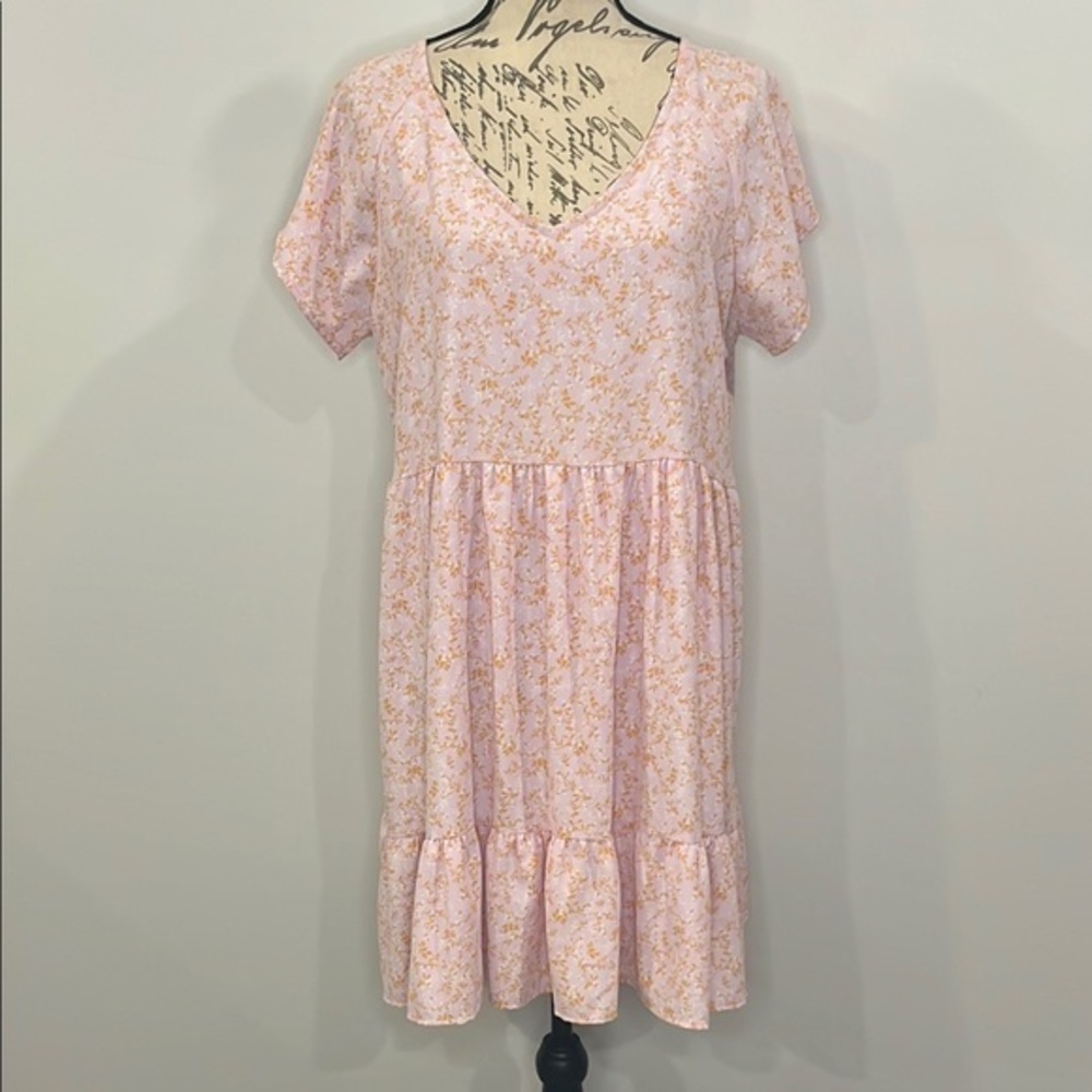 NWT Sadie & Sage floral print baby doll mini dress L